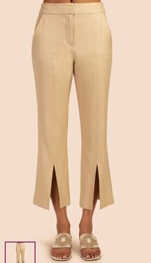 Trina Turk Mirador Tan Tweets Split Ankle Pants Sz 12